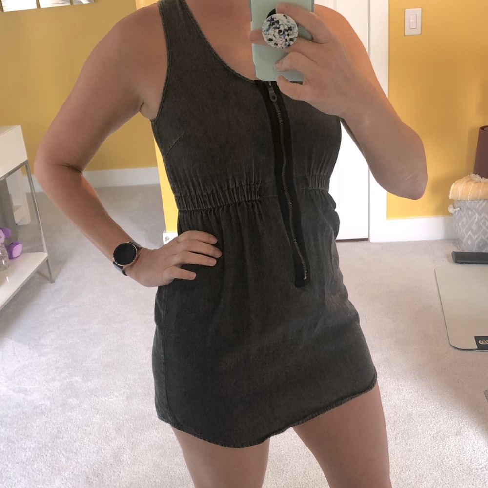 Short Jean Zip Up Dress